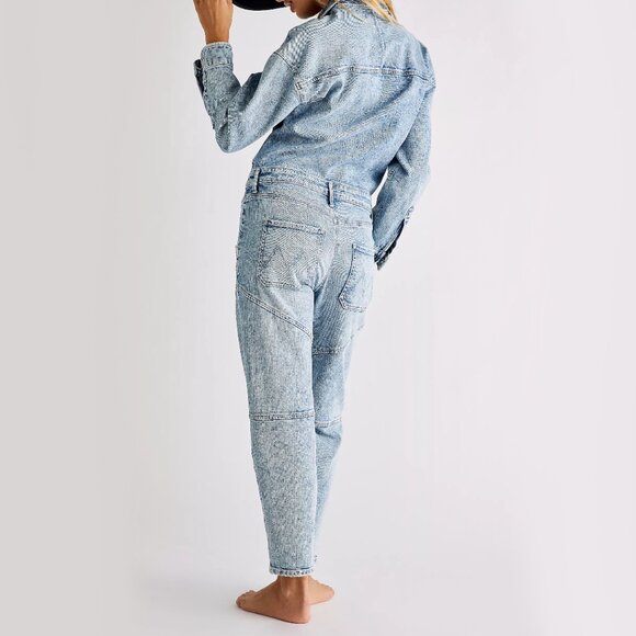 NWT MOTHER All In One Breaker Denim Jumpsuit Size L - Picture 3 of 15